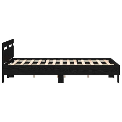 Bed Frame with LED Black Oak 140 x 190 cm Engineered Wood