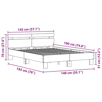 Bed Frame with LED Black Oak 140 x 190 cm Engineered Wood