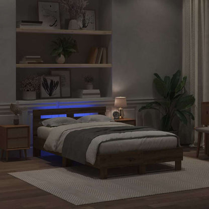 Bed Frame with LED Artisan Oak 120 x 190 cm Engineered Wood