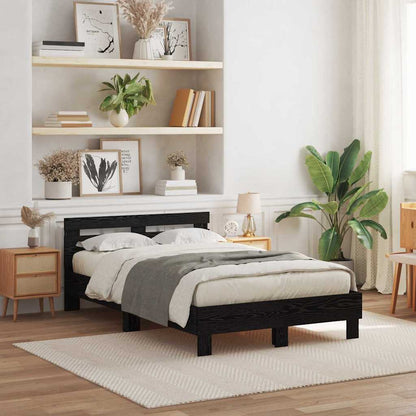 Bed Frame with LED Black Oak 120 x 190 cm Engineered Wood