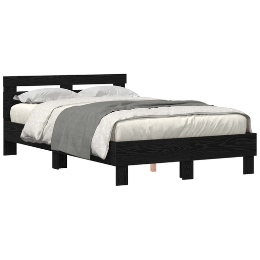 Bed Frame with LED Black Oak 120 x 190 cm Engineered Wood