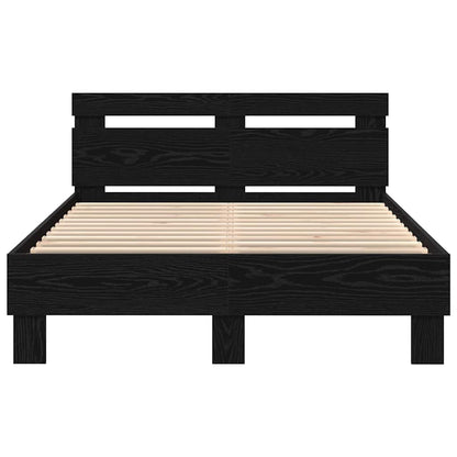 Bed Frame with LED Black Oak 120 x 190 cm Engineered Wood