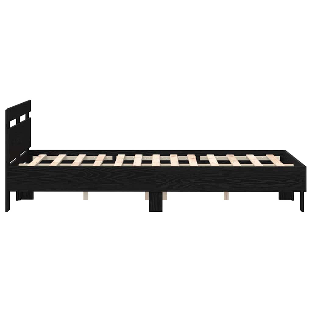 Bed Frame with LED Black Oak 120 x 190 cm Engineered Wood