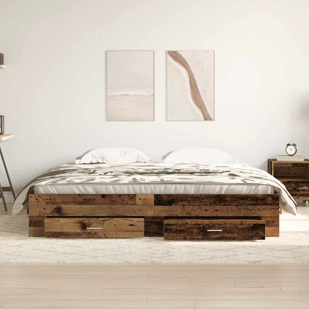 Bed Frame with Drawer Old Wood 180 x 200 cm Engineered Wood