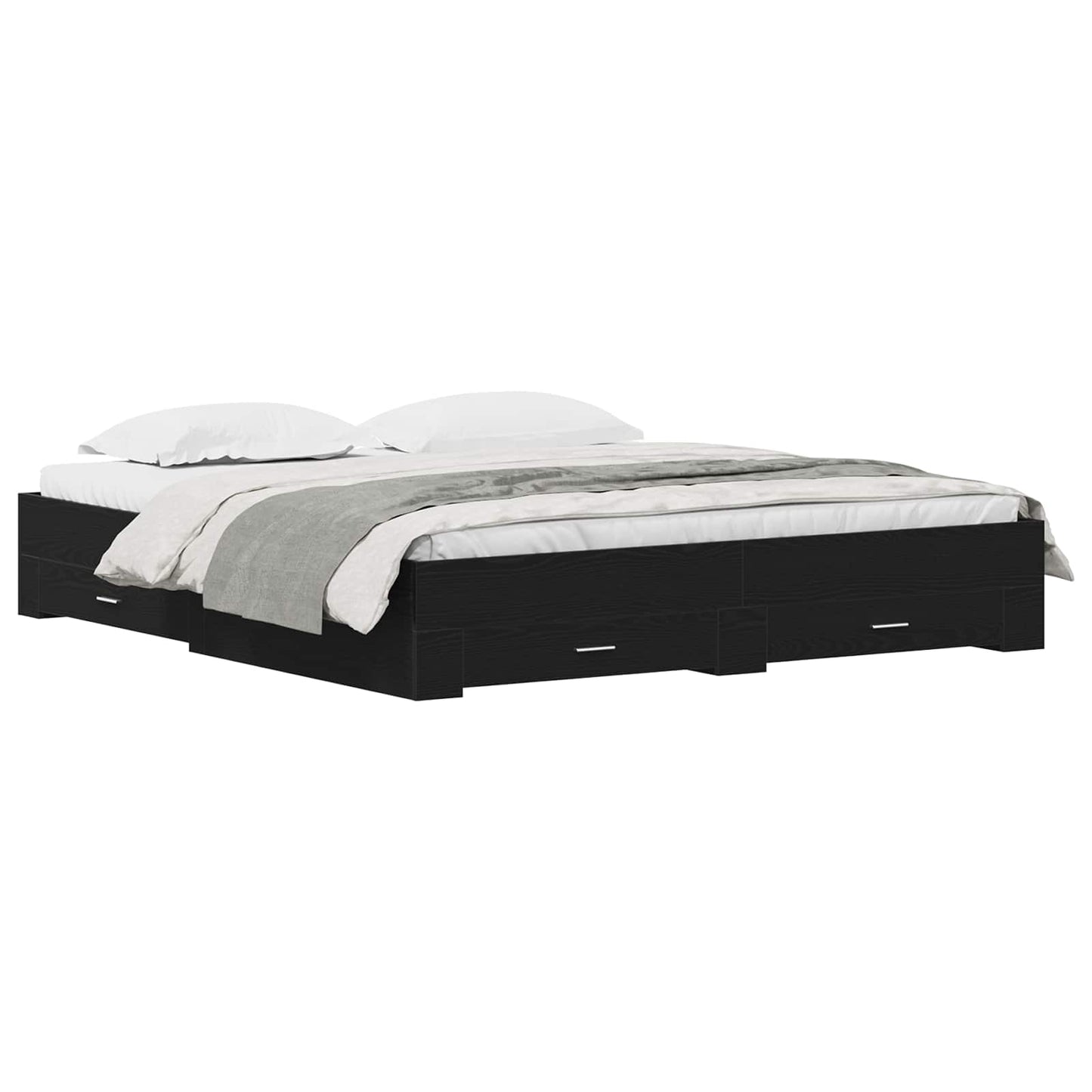 Bed Frame with Drawer Black Oak 180 x 200 cm Engineered Wood