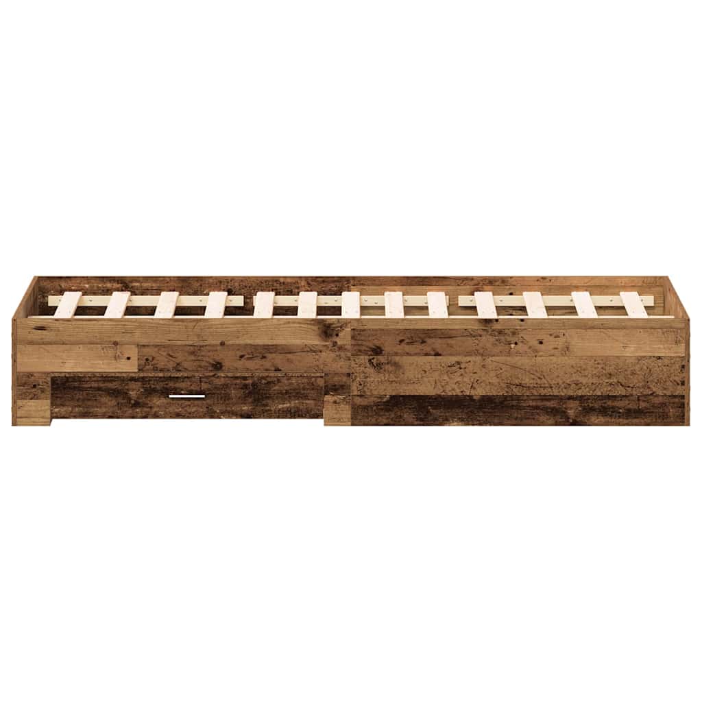 Bed Frame with Drawer Old Wood 160 x 200 cm Engineered Wood