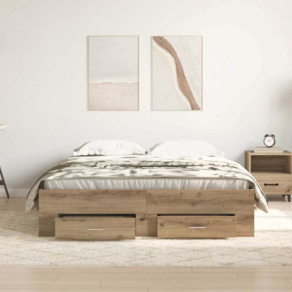 Bed Frame with Drawer Artisan Oak 160 x 200 cm Engineered Wood