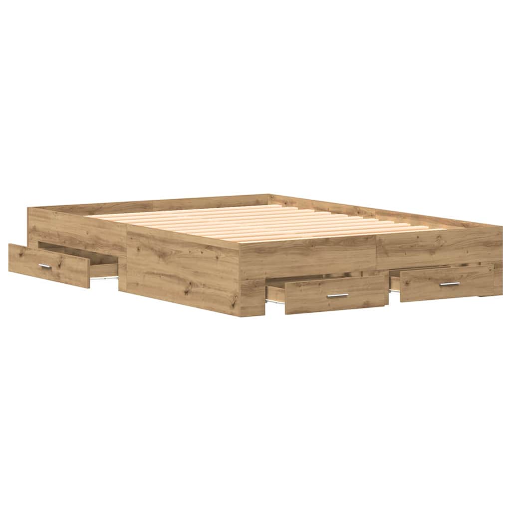 Bed Frame with Drawer Artisan Oak 160 x 200 cm Engineered Wood