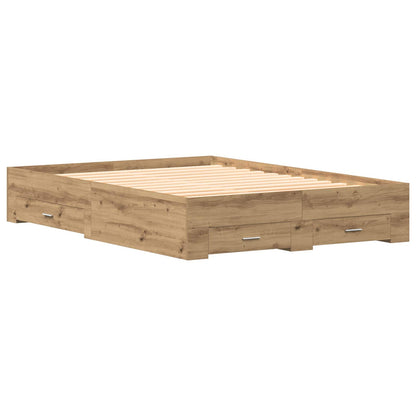 Bed Frame with Drawer Artisan Oak 160 x 200 cm Engineered Wood