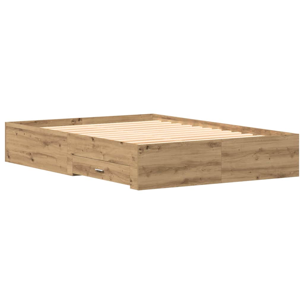 Bed Frame with Drawer Artisan Oak 160 x 200 cm Engineered Wood