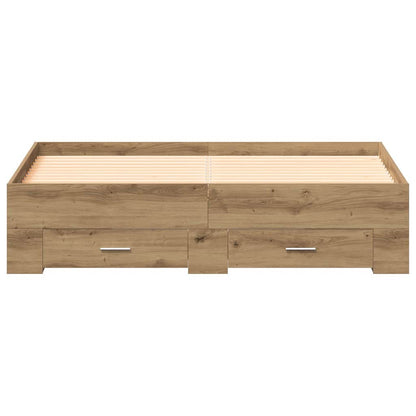 Bed Frame with Drawer Artisan Oak 160 x 200 cm Engineered Wood