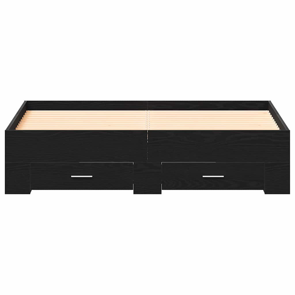 Bed Frame with Drawer Black Oak 160 x 200 cm Engineered Wood