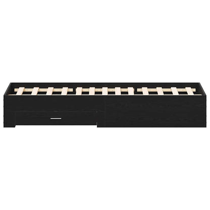 Bed Frame with Drawer Black Oak 160 x 200 cm Engineered Wood