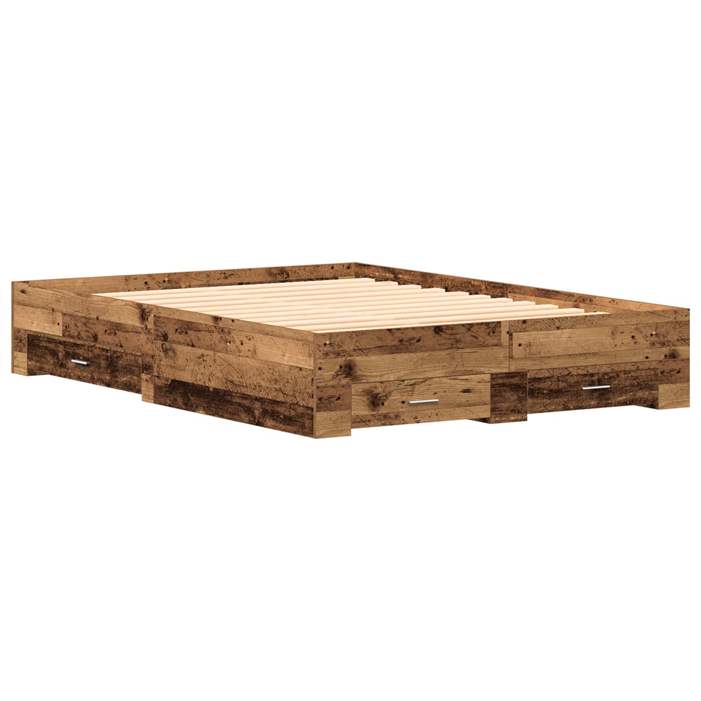 Bed Frame with Drawer Old Wood 140 x 200 cm Engineered Wood