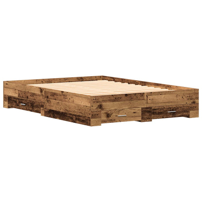 Bed Frame with Drawer Old Wood 140 x 200 cm Engineered Wood