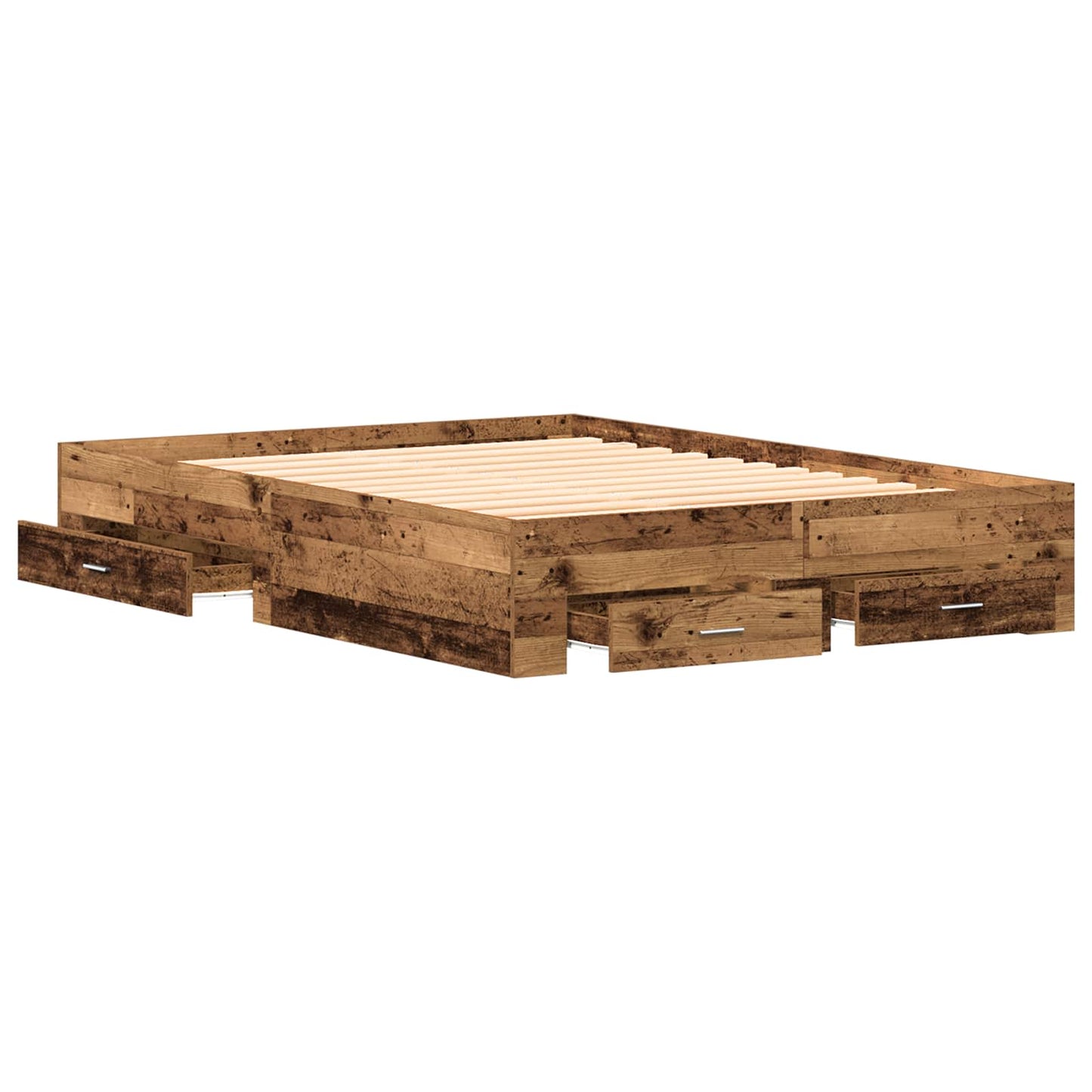 Bed Frame with Drawer Old Wood 140 x 200 cm Engineered Wood