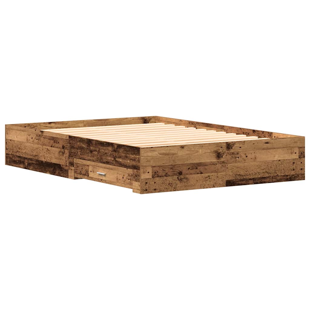 Bed Frame with Drawer Old Wood 140 x 200 cm Engineered Wood