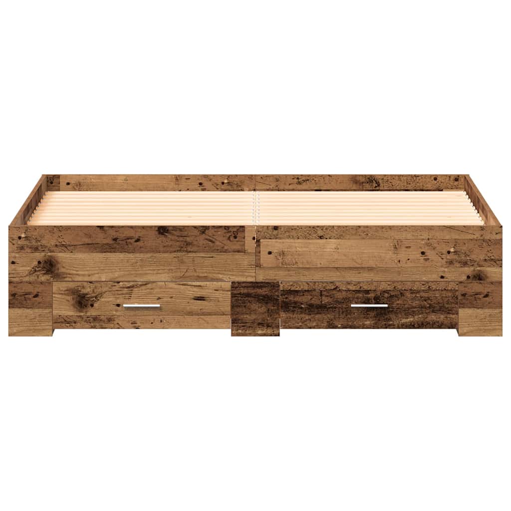 Bed Frame with Drawer Old Wood 140 x 200 cm Engineered Wood