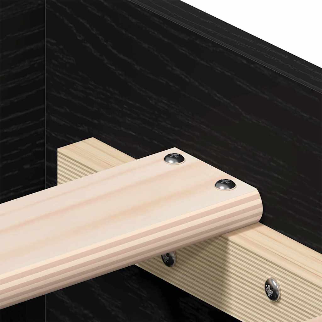 Bed Frame with Drawer Black Oak 140 x 200 cm Engineered Wood