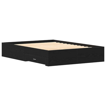 Bed Frame with Drawer Black Oak 140 x 200 cm Engineered Wood