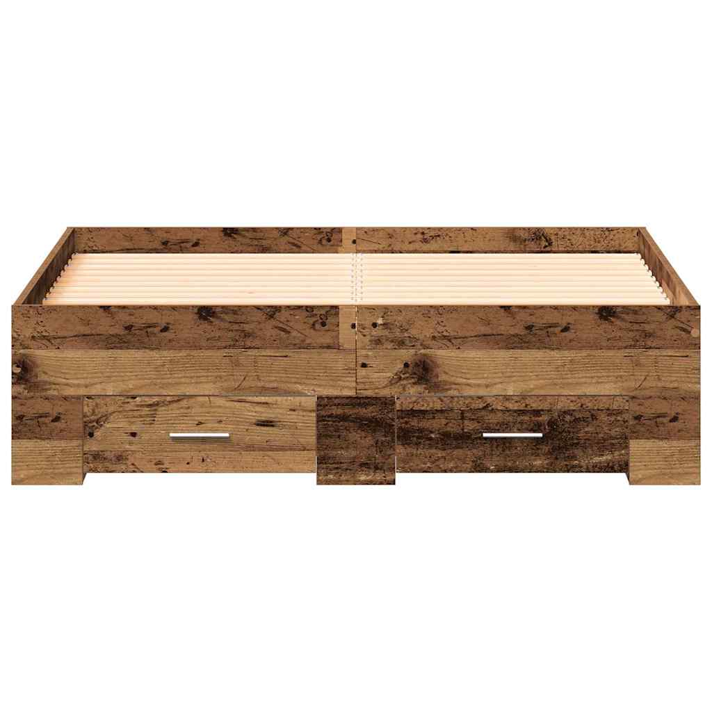 Bed Frame with Drawer Old Wood 120 x 200 cm Engineered Wood