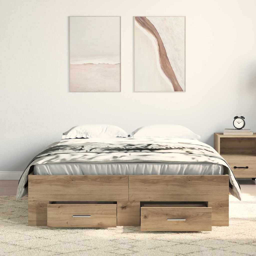Bed Frame with Drawer Artisan Oak 120 x 200 cm Engineered Wood