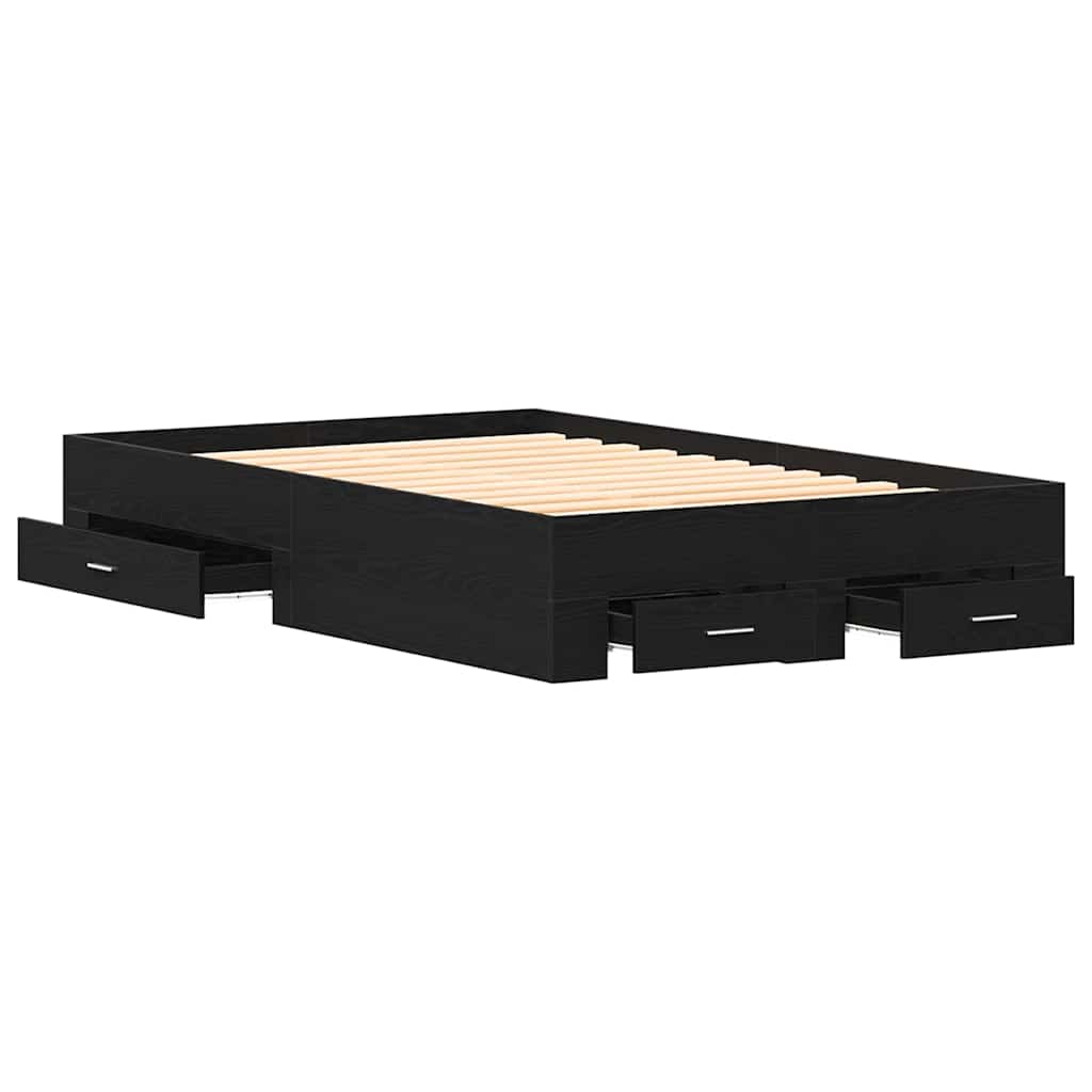 Bed Frame with Drawer Black Oak 120 x 200 cm Engineered Wood