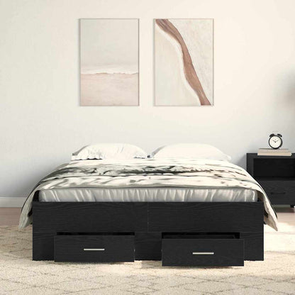Bed Frame with Drawer Black Oak 120 x 190 cm Engineered Wood