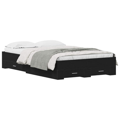 Bed Frame with Drawer Black Oak 120 x 190 cm Engineered Wood