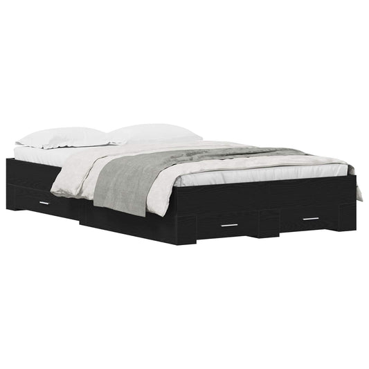 Bed Frame with Drawer Black Oak 120 x 190 cm Engineered Wood