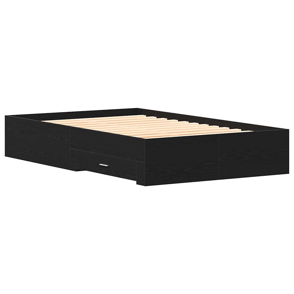 Bed Frame with Drawer Black Oak 120 x 190 cm Engineered Wood