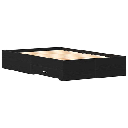 Bed Frame with Drawer Black Oak 120 x 190 cm Engineered Wood