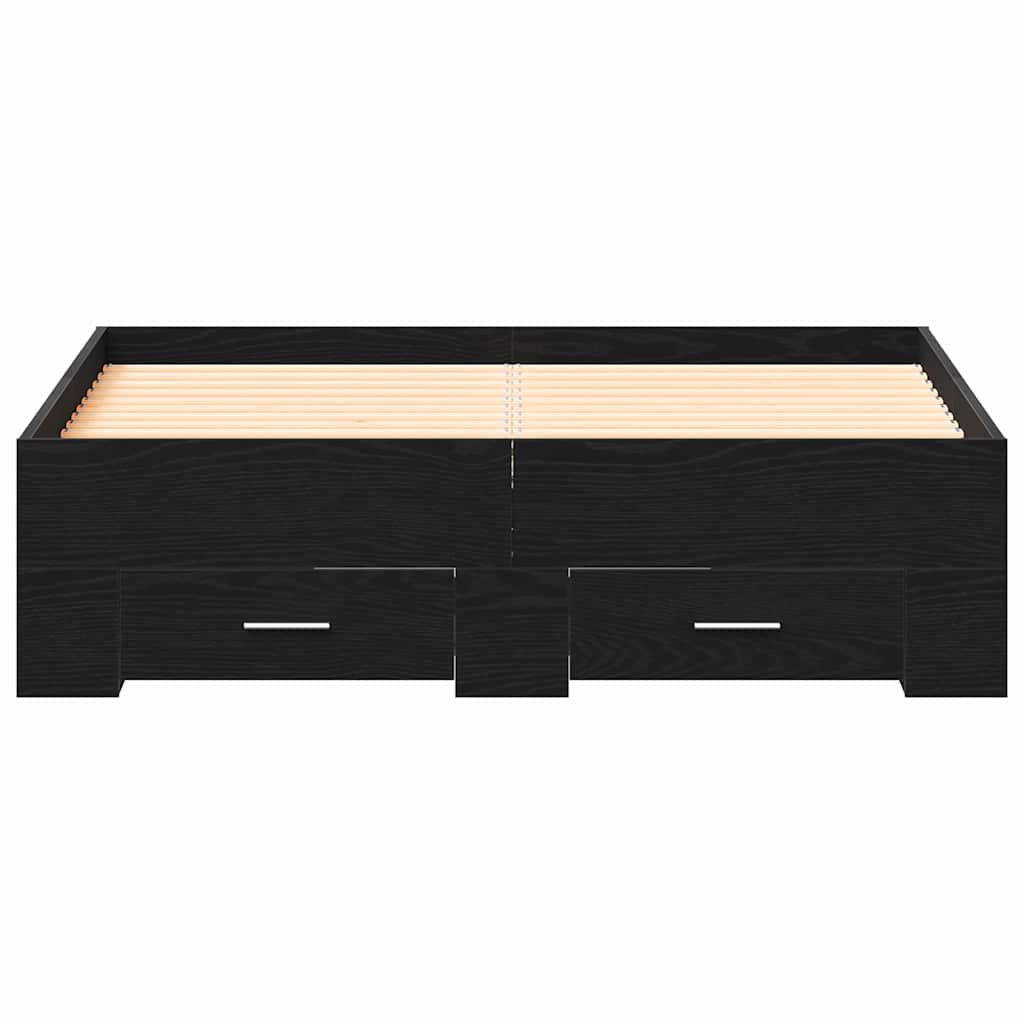 Bed Frame with Drawer Black Oak 120 x 190 cm Engineered Wood