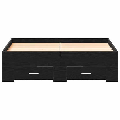 Bed Frame with Drawer Black Oak 120 x 190 cm Engineered Wood