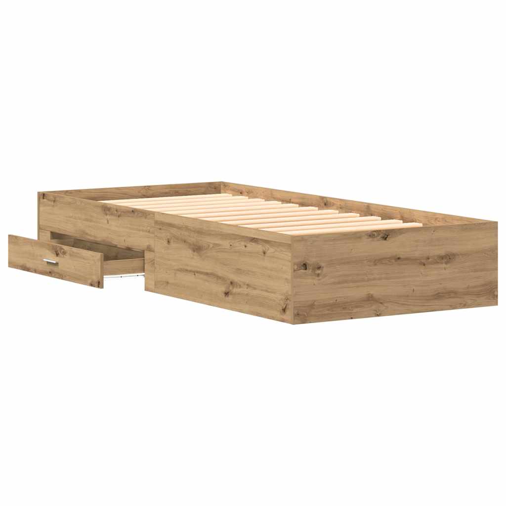 Bed Frame with Drawer Artisan Oak 100 x 200 cm Engineered Wood