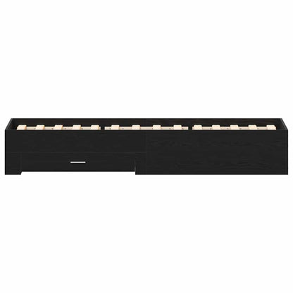 Bed Frame with Drawer Black Oak 100 x 200 cm Engineered Wood
