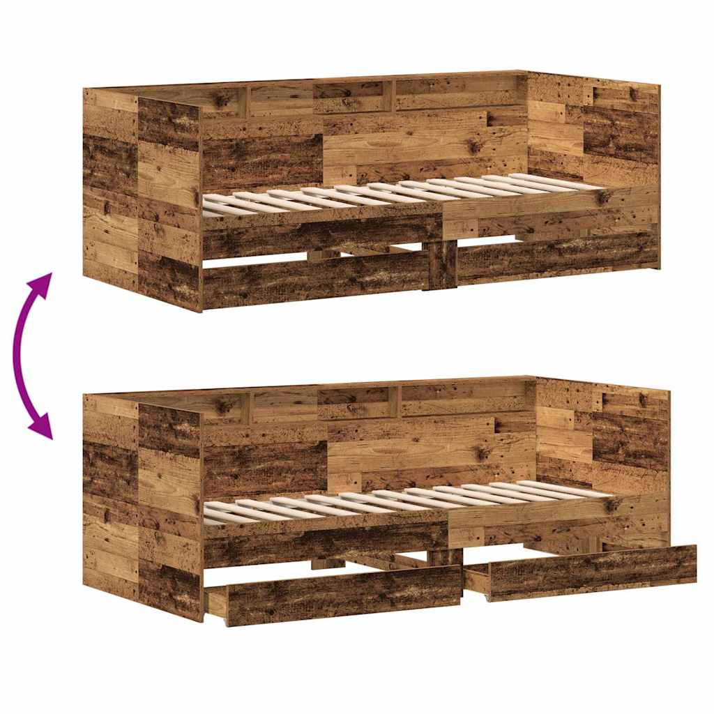 Daybed with Headboard Old Wood 100 x 200 cm Engineered Wood