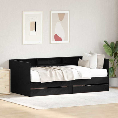 Daybed with Drawer Black Oak 100 x 200 cm Engineered Wood