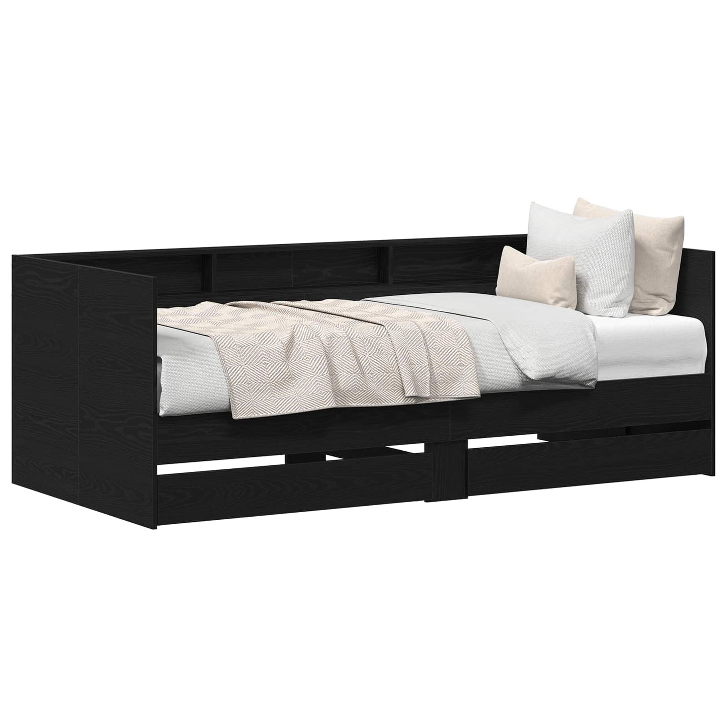 Daybed with Drawer Black Oak 100 x 200 cm Engineered Wood