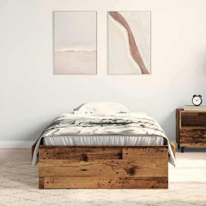 Bed Frame with Drawer Old Wood 90 x 200 cm Engineered Wood