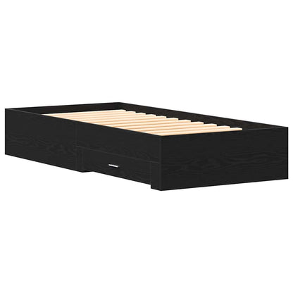 Bed Frame with Drawer Black Oak 90 x 200 cm Engineered Wood