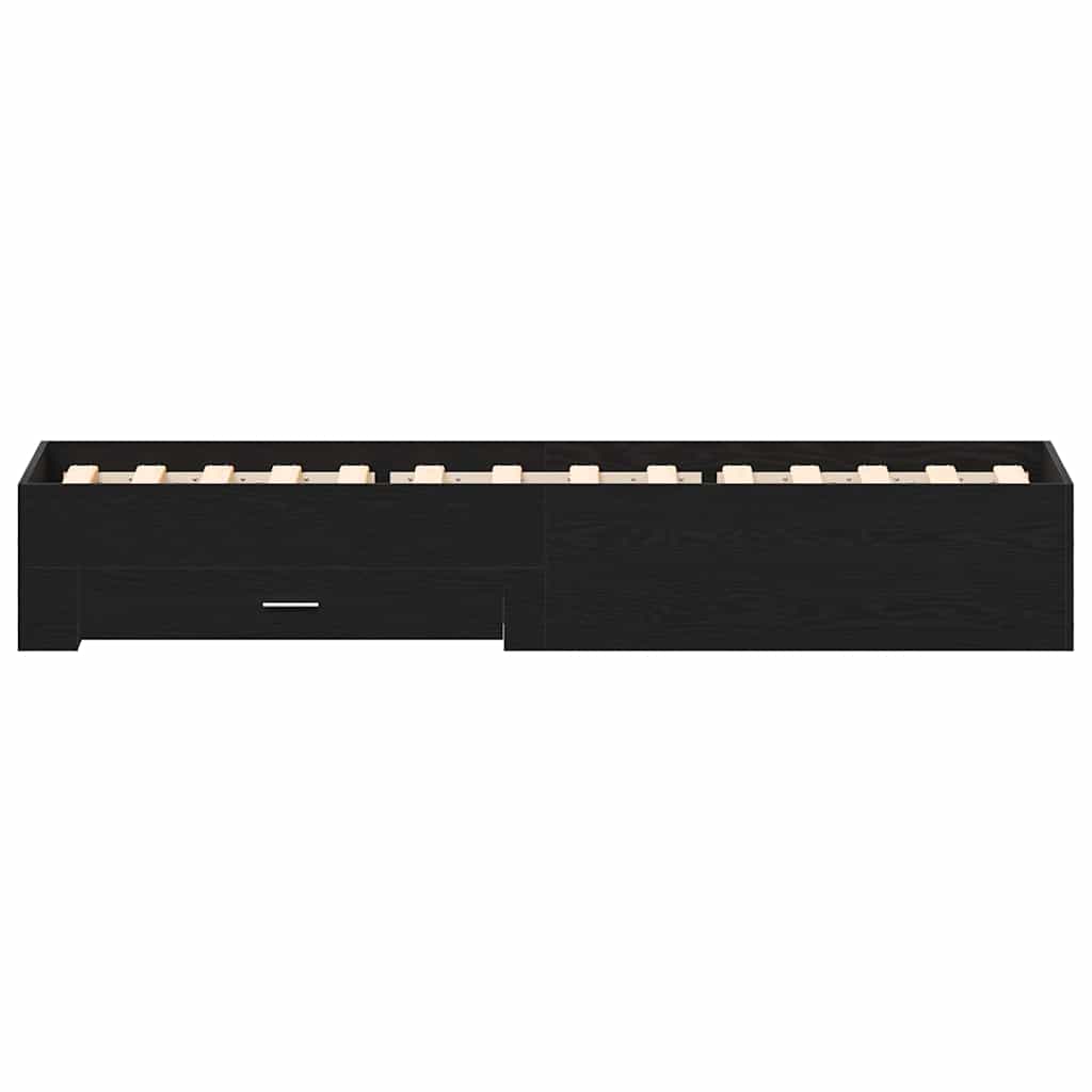Bed Frame with Drawer Black Oak 90 x 200 cm Engineered Wood