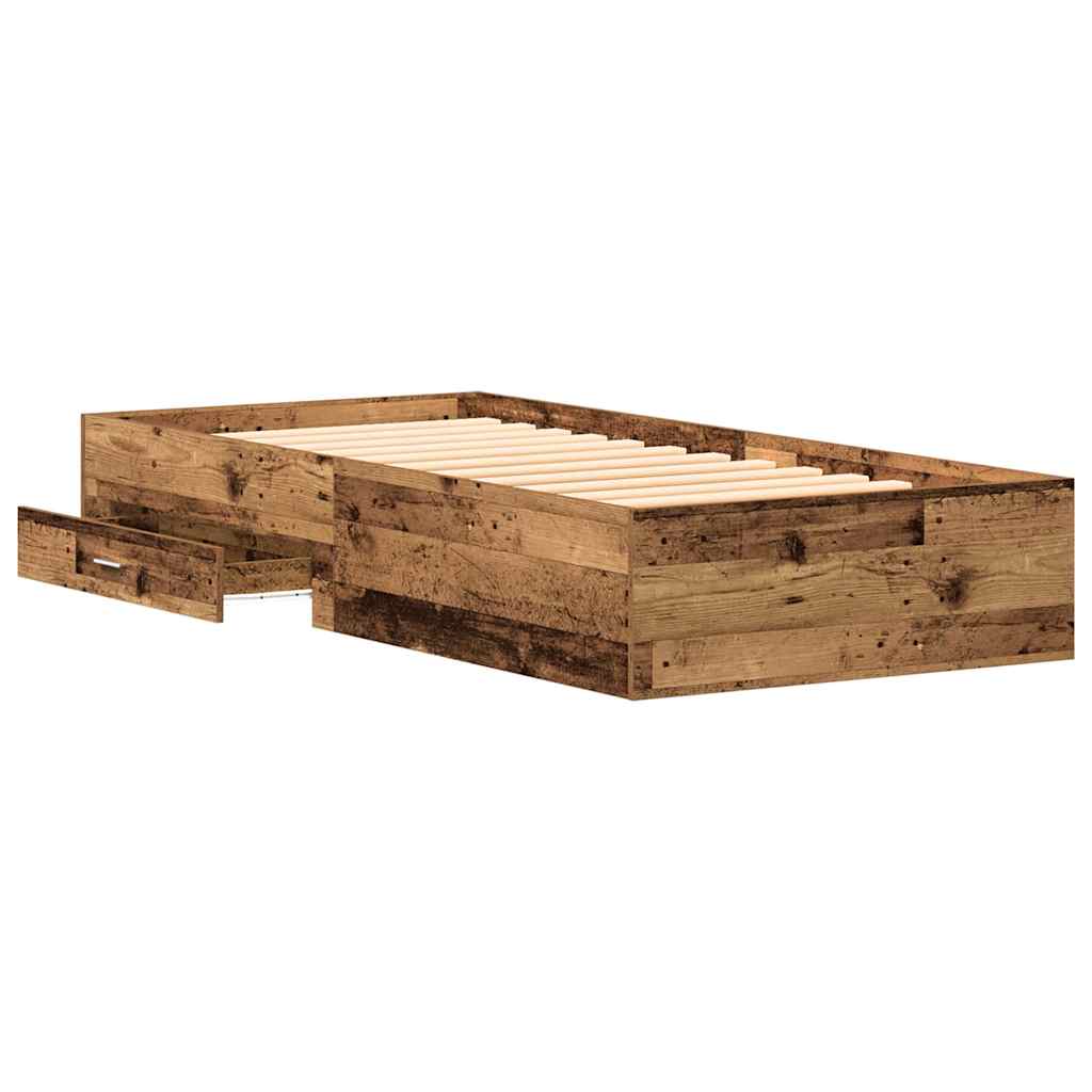 Bed Frame with Drawer Old Wood 90 x 190 cm Engineered Wood