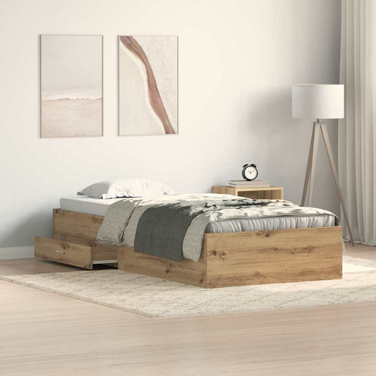 Bed Frame with Drawer Artisan Oak 90 x 190 cm Engineered Wood