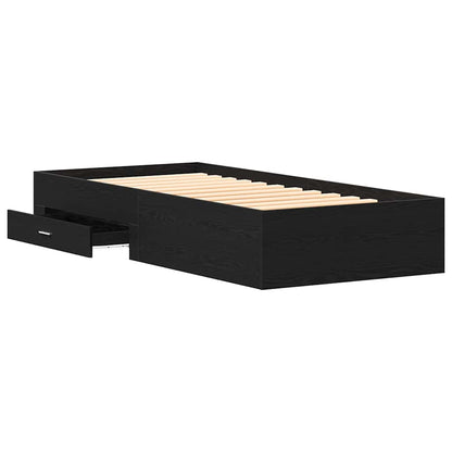 Bed Frame with Drawer Black Oak 90 x 190 cm Engineered Wood