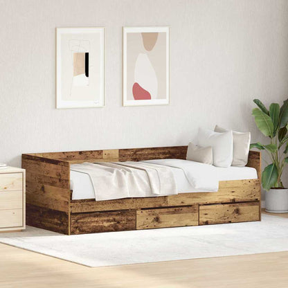 Daybed with Headboard Old Wood 90 x 200 cm Engineered Wood