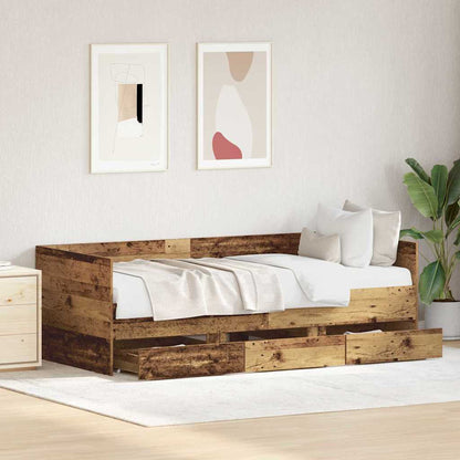Daybed with Headboard Old Wood 90 x 200 cm Engineered Wood