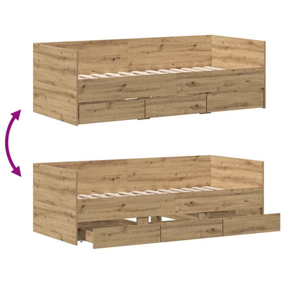 Daybed with Drawer Artisan Oak 90 x 200 cm Engineered Wood