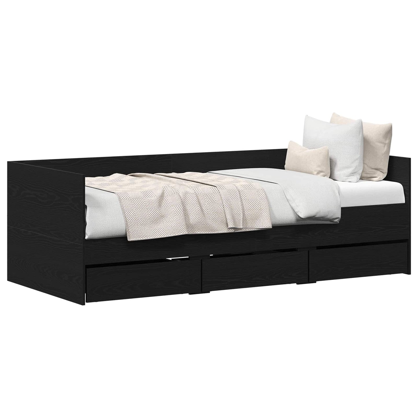Daybed with Drawer Black Oak 90 x 200 cm Engineered Wood
