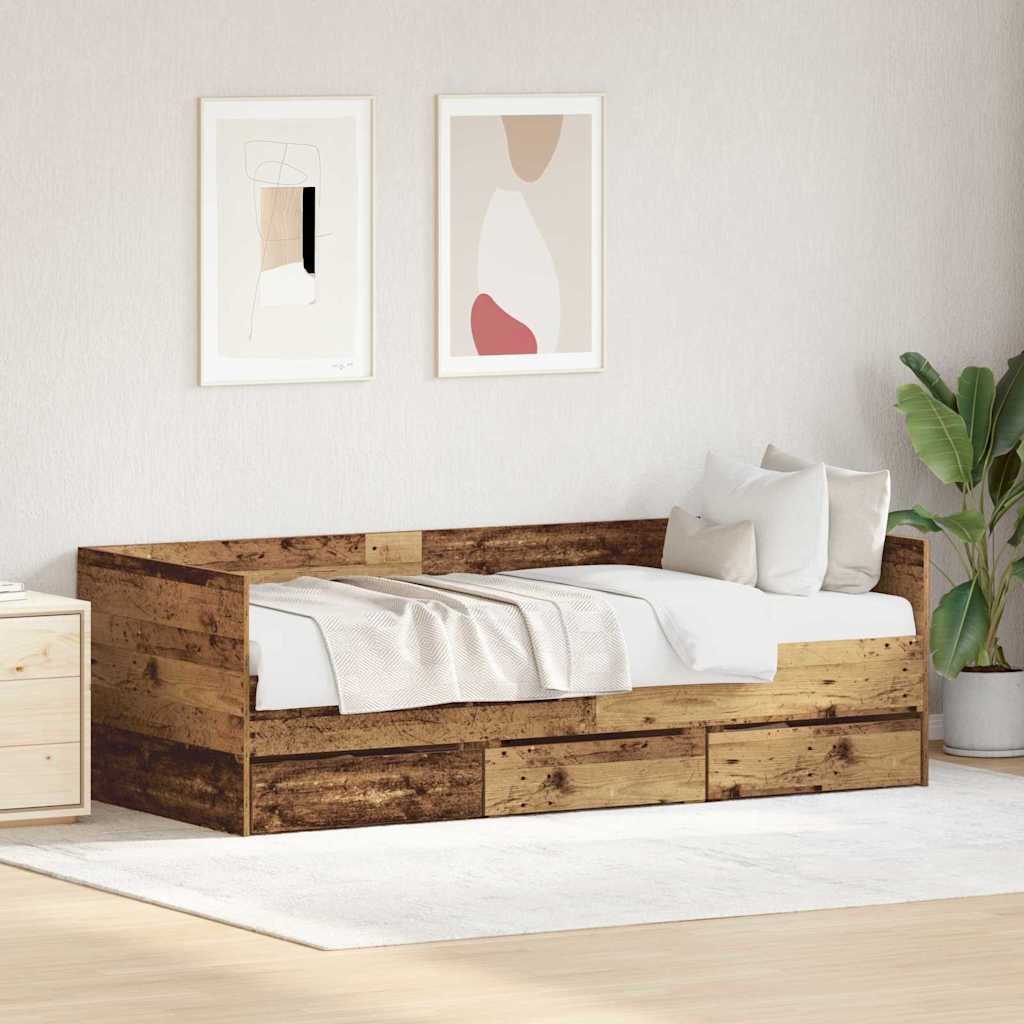Daybed with Headboard Old Wood 90 x 190 cm Engineered Wood